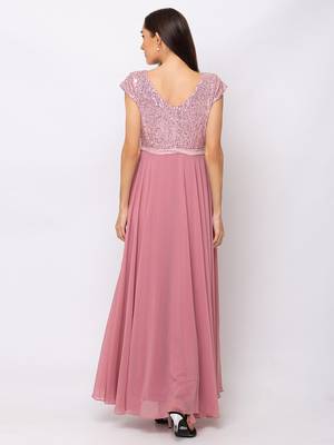 Sheczzar Pink Color Georgette Floor Length  Party wear Gown. 3
