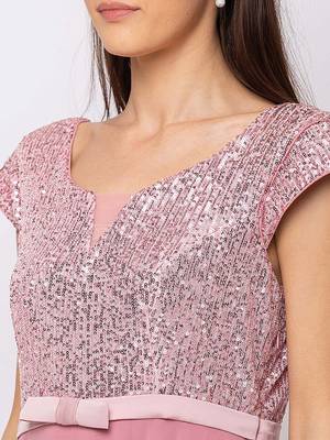 Sheczzar Pink Color Georgette Floor Length  Party wear Gown. 4