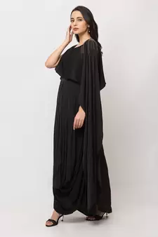 Sheczzar Black Color Soft Lycra  Floor Length  Party wear Gown.