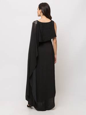 Sheczzar Black Color Soft Lycra  Floor Length  Party wear Gown. 3