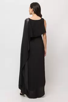 Sheczzar Black Color Soft Lycra  Floor Length  Party wear Gown.