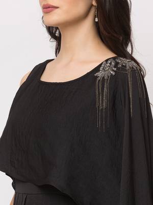 Sheczzar Black Color Soft Lycra  Floor Length  Party wear Gown. 4