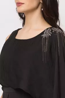Sheczzar Black Color Soft Lycra  Floor Length  Party wear Gown.