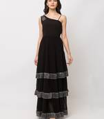 Sheczzar Black Color Georgette Floor Length  Party wear Gown.