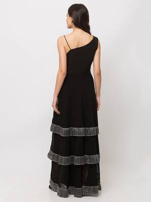 Sheczzar Black Color Georgette Floor Length  Party wear Gown. 3