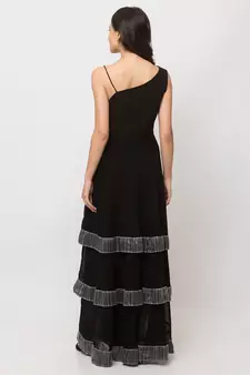 Sheczzar Black Color Georgette Floor Length  Party wear Gown.