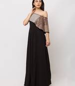 Sheczzar Black Color Lycra Floor Length  Party wear Gown.