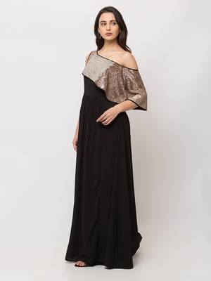 Sheczzar Black Color Lycra Floor Length  Party wear Gown. 2