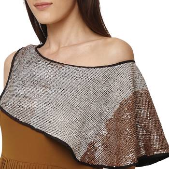 Sheczzar Brown Color LYCRA  Floor Length  Party wear Gown. 4