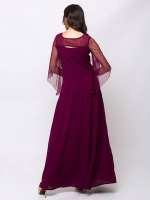 Sheczzar Wine Color Georgette Floor Length  Party wear Gown. 3