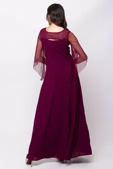 Sheczzar Wine Color Georgette Floor Length  Party wear Gown.