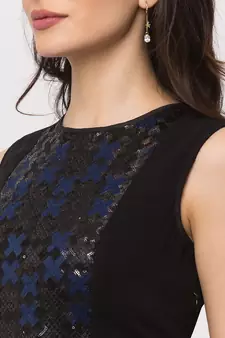 Sheczzar Black Color JAQUARD High Low Party wear Gown.