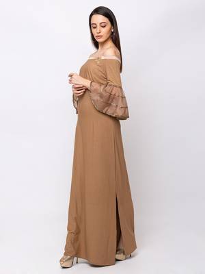 Sheczzar Brown Color KNITTED Floor Length  Party wear Gown. 2