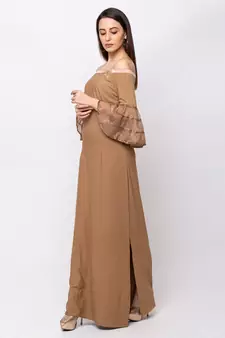 Sheczzar Brown Color KNITTED Floor Length  Party wear Gown.