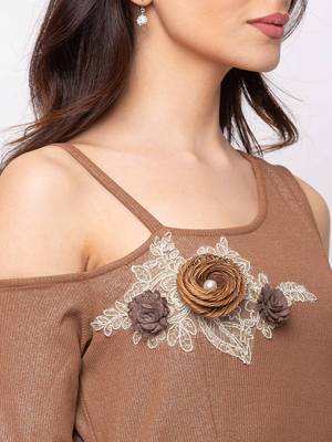 Sheczzar Brown Color Crepe Floor Length  Party wear Gown. 4