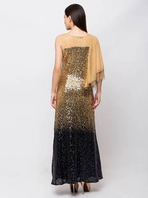 Sheczzar Gold Color LYCRA  Floor Length  Party wear Gown. 3