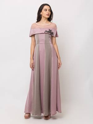 Sheczzar Pink Color GEORGETTE Floor Length  Party wear Gown. 1