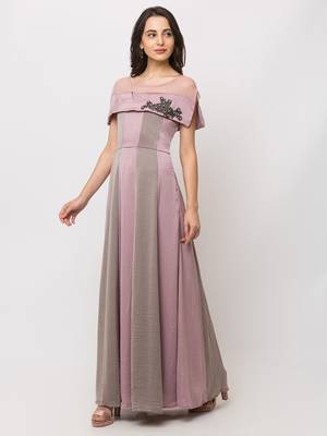 Sheczzar Pink Color GEORGETTE Floor Length  Party wear Gown. 2