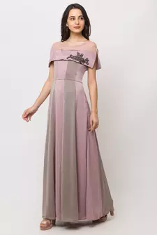 Sheczzar Pink Color GEORGETTE Floor Length  Party wear Gown.