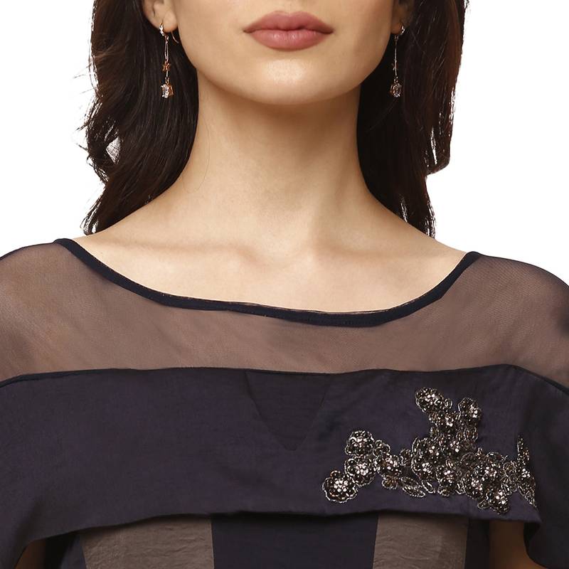 Sheczzar Navy Blue Color COTTON  Floor Length  Party wear Gown.