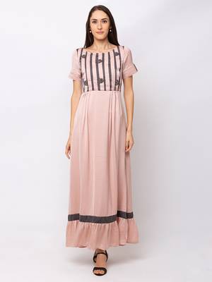 Sheczzar Peach Color COTTON Floor Length  Party wear Gown. 1