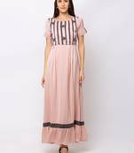 Sheczzar Peach Color COTTON Floor Length  Party wear Gown.