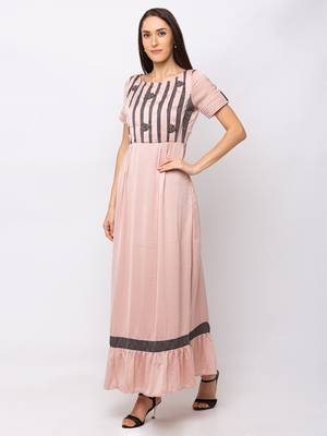 Sheczzar Peach Color COTTON Floor Length  Party wear Gown. 2