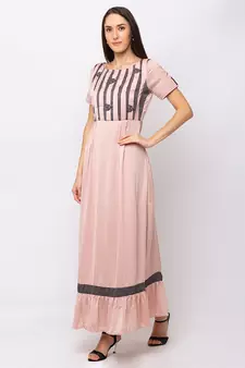 Sheczzar Peach Color COTTON Floor Length  Party wear Gown.