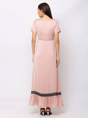 Sheczzar Peach Color COTTON Floor Length  Party wear Gown. 3