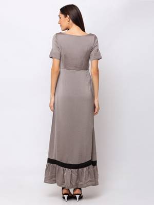 Sheczzar Grey Color Cotton Floor Length  Party wear Gown. 3