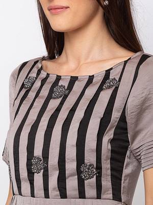 Sheczzar Grey Color Cotton Floor Length  Party wear Gown. 4