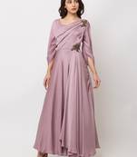 Sheczzar Pink Color Crepe Floor Length  Party wear Gown.