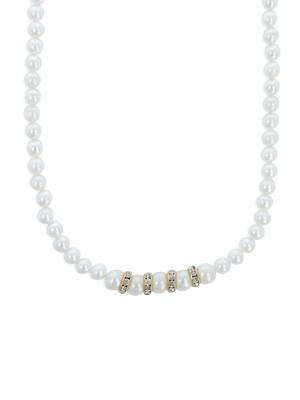 Girls White Pearl/Oxidised Necklace 1