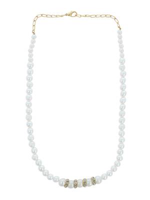 Girls White Pearl/Oxidised Necklace 2