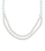 Girls White Pearl/Oxidised Necklace