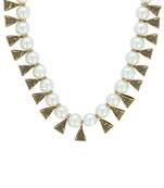 Girls White Pearl/Oxidised Necklace