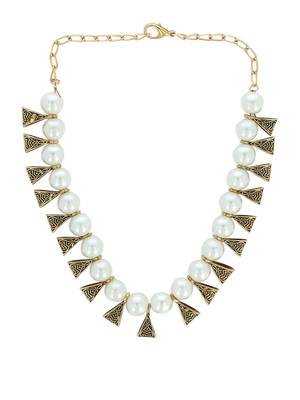 Girls White Pearl/Oxidised Necklace 2