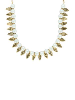 Girls White Pearl/Oxidised Necklace 1