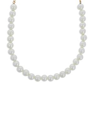 Girls White Pearl/Oxidised Necklace 1