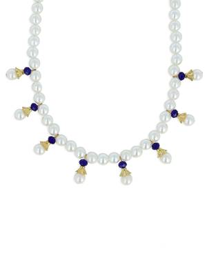 Girls Blue Pearl Necklace 1