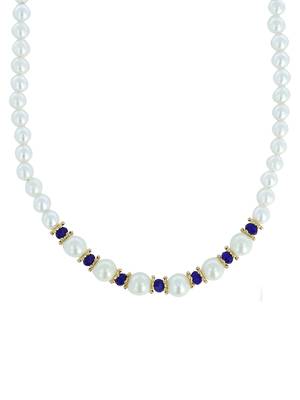 Girls Blue Pearl Necklace 1