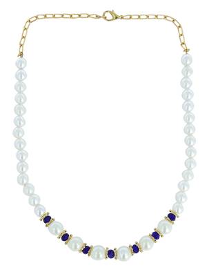 Girls Blue Pearl Necklace 2