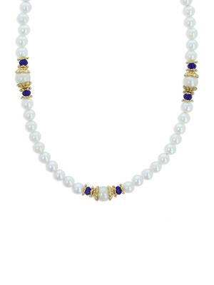 Girls Blue Pearl Necklace 1