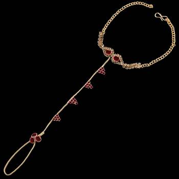 Traditional Ethanic Gold Plated Maroon Colour Diamond Studded Designer Ring Bracelete For Girls and Women Jewellery 3