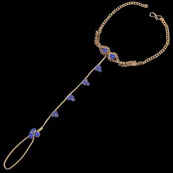 Traditional Ethanic Gold Plated Royal Blue Colour Diamond Studded Designer Ring Bracelete For Girls and Women Jewellery 3
