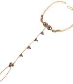 Traditional Ethanic Gold Plated Purple Colour Diamond Studded Designer Ring Bracelete For Girls and Women Jewellery