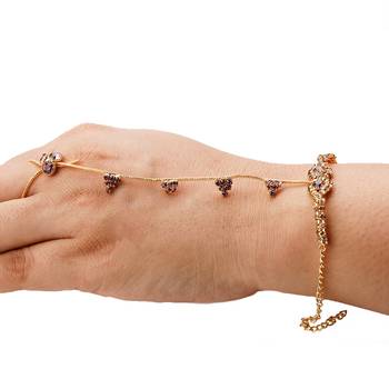 Traditional Ethanic Gold Plated Purple Colour Diamond Studded Designer Ring Bracelete For Girls and Women Jewellery 2