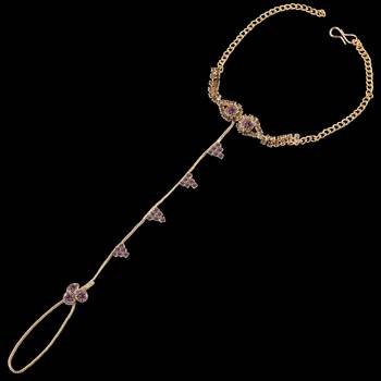 Traditional Ethanic Gold Plated Purple Colour Diamond Studded Designer Ring Bracelete For Girls and Women Jewellery 3