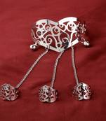 Silver Slave Chain Hand Harness Three Finger Ring Bracelet For Women