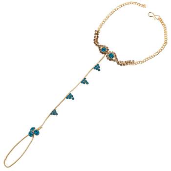 Traditional Ethanic Gold Plated Peacock Colour Diamond Studded Designer Ring Bracelete For Girls and Women Jewellery 1